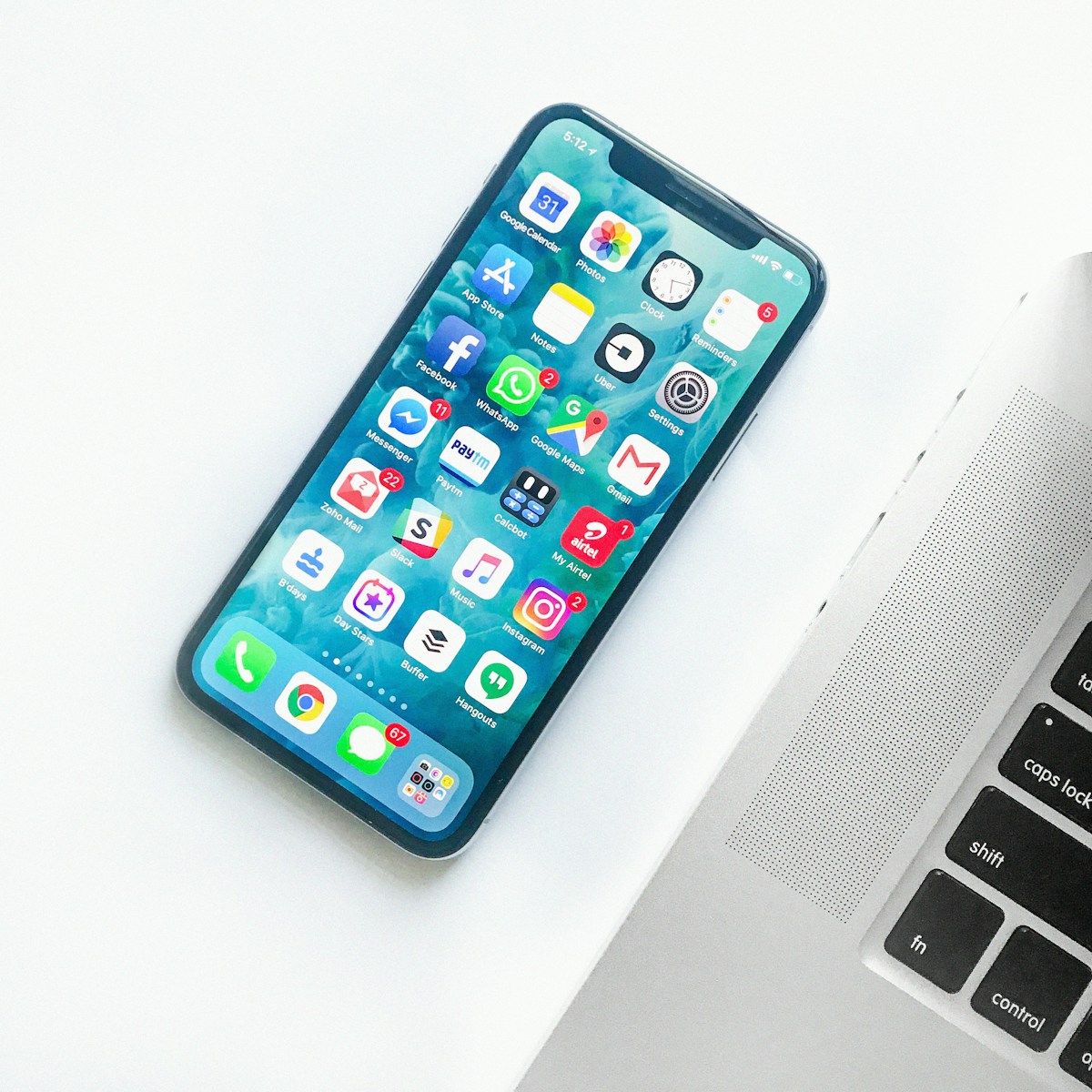 Smartphones displayed on a table